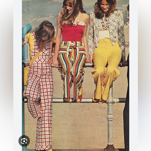 Vintage 70s Pinstripe High Waist Wide Leg Pant - Picture 13 of 16